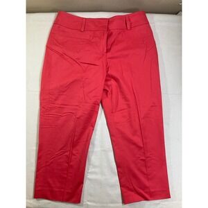 Kasper Sportswear Women 10P Coral Red Cropped Dress Pants Petite Cotton Stretch